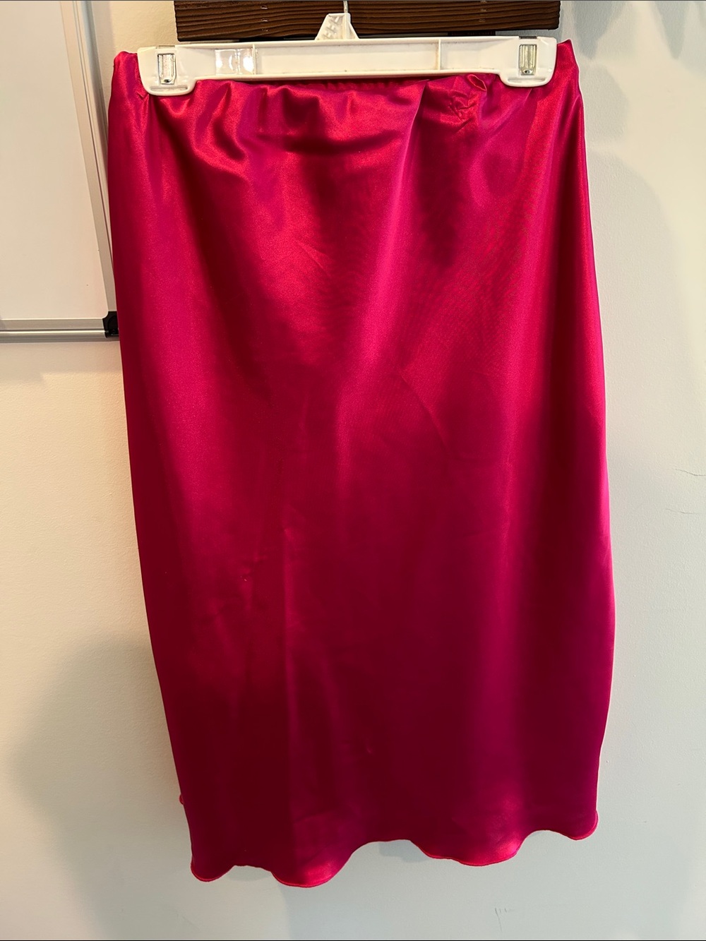 Nicole Miller Hot Pink Satin Midi Slip Skirt